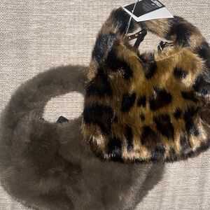 H&M Leopard and Brown Faux Fur Handbag Set